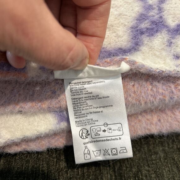 Anthropologie Cozy Knit Fable Throw Blanket Purple White Orange - Picture 3 of 10